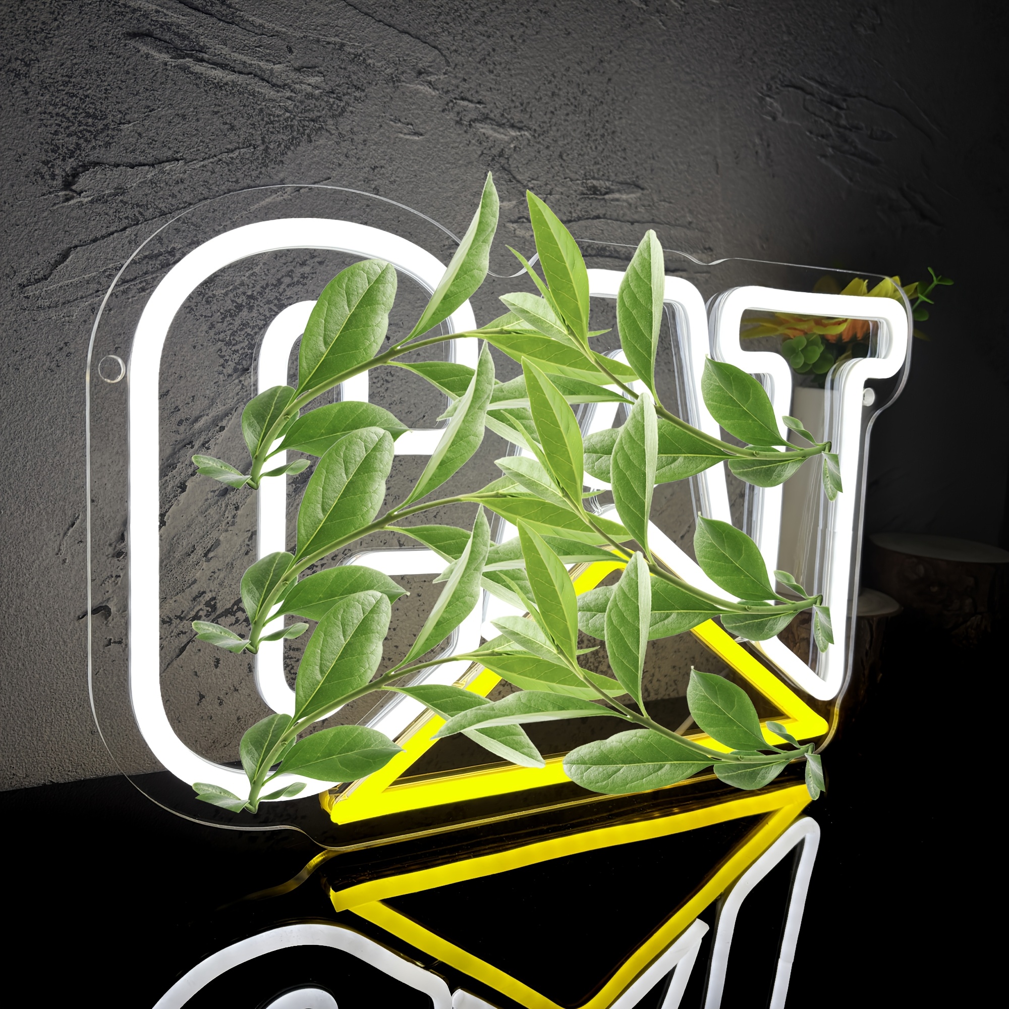 [Vibrant CAT LED Neon Sign] 1pc Vibrant CAT LED Neon Sign - USB-Powered Wall-Mounted Industrial Style Yard Firm Lighting with Green Leaves Design, Yellow Accents & Switch Control for Office, Club, Farmhouse, Factory, Parts Store, Office Decor Lighting, Modern Decor Piece, Durable Plastic Casing