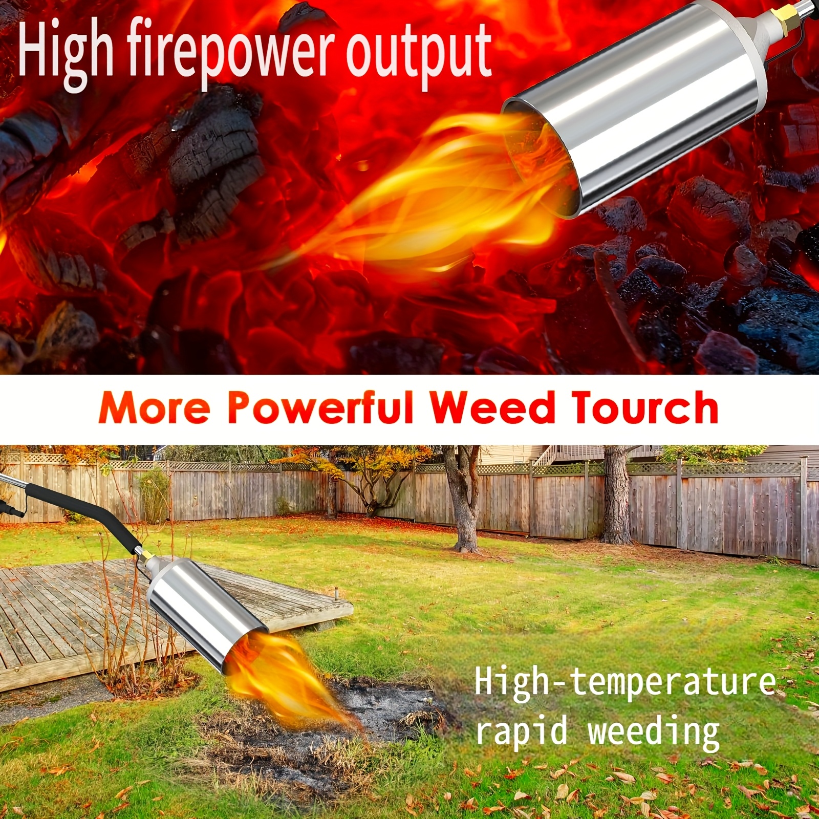 Propane Blowtorch Burner Weeding Blowtorch High Fire Output With 10ft Hose, Blowtorch With 1lb Propane Cylinder Converter, Flame Thrower With Turbine Trigger For Flame Weeding Garden Wood Melting Ice And Snow (Gas Tank And Fuel Not Included)