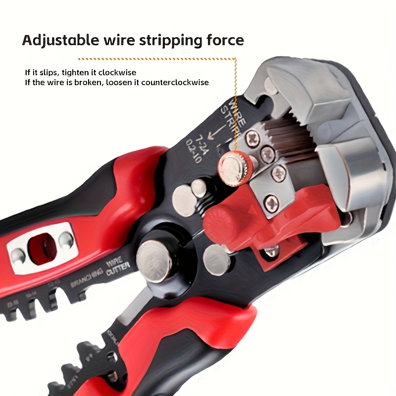 [Professional Wire Stripper] Yookey Professional Electrician Wire Stripper - 24-10AWG Range, Multi-Functional Cable Crimping Tool with Anti-Slip Grip, Quick Stripping & Cutting, Ergonomic Red & Black Design for Home Renovation, Appliance Repair, Automotive Maintenance, Wire Stripping Tool, Electrician Essentials, Sleek Hand Tool, Durable Construction, Voltage Tester, Electricians