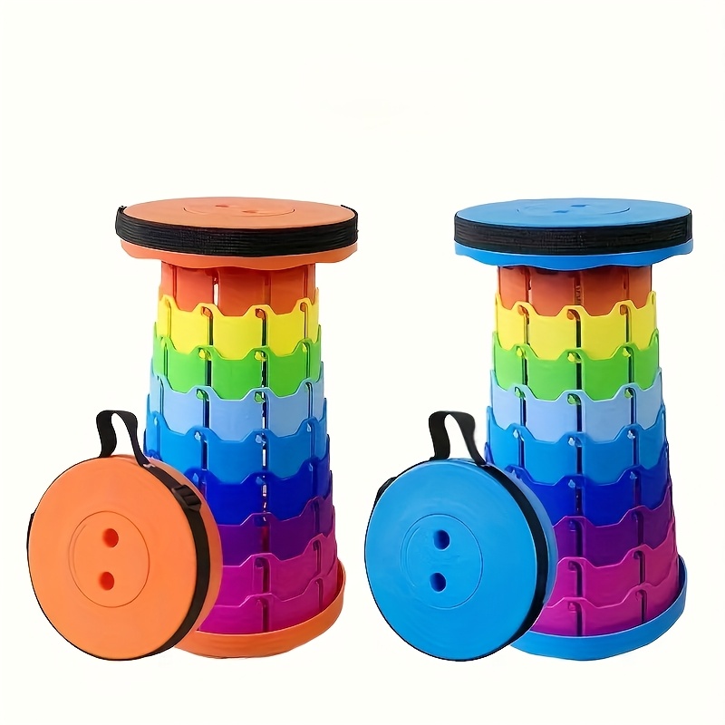 [2pcs Foldable Rainbow Stool] 2pcs Upgraded Thickened Portable Foldable Stool | Yard Firm Scalable, Multiple Colors | For Fishing, Hiking, Barbecue, Party, Outdoor, Gardening, Camping Equipment, Rainbow Stool