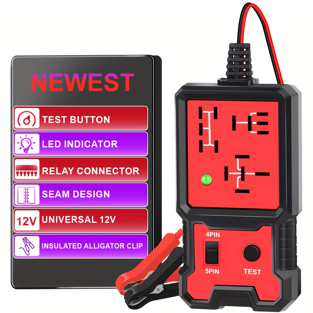 Voltage Tester Automotive Electronic Relay Tester Car Battery Checker Car Relay Tester Indicator Light Universal Yard Firm 12V Accessories, Automotive Diagnostics, Portable Checker, Reliable Performance, Sturdy Design, Diy Car Repair, Auto Technicians
