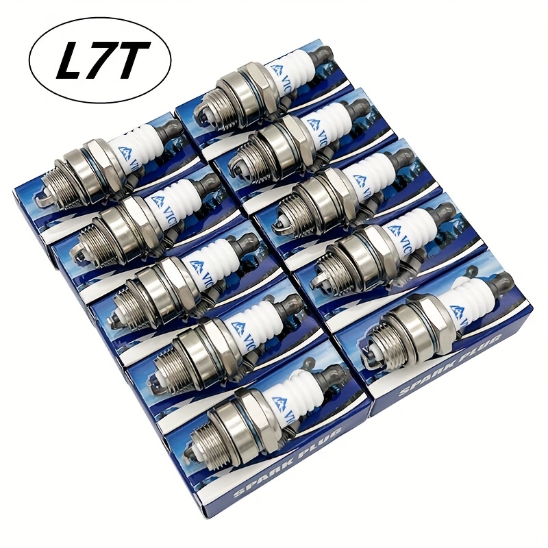 Victopeak L7T Spark Plugs 10pcs - High-Performance Replacement for L7T Engines, Durable Metal Construction, Blue & White Design, Compatible with L7T Engines, Lawn Mower Accessories, Engine Performance Upgrade, Sleek Metallic Finish, Reliable Engine Part, Lawn Mower Parts, Compact Design, Longlasting Durability, Enthusiasts, Spark Plug For Lawnmower, Lawnmower Spark Plug, Lawnmower Part, Spark Plug, Gasoline Spark Plug, Mower Part