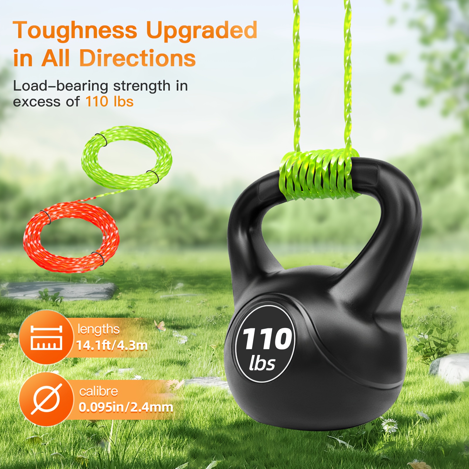 AL2420PD 0.095' Replacement Twisted Trimmer Lines Compatible with All Yard Firm 15-Inch String Trimmers, 224ft Dual Color Pre-Cut Heavy Duty Weed Wacker String for EGO Line Trimmers, Lawn Maintenance, Outdoor Trimming, Heavyduty Line, Reinforced Design - Image 5