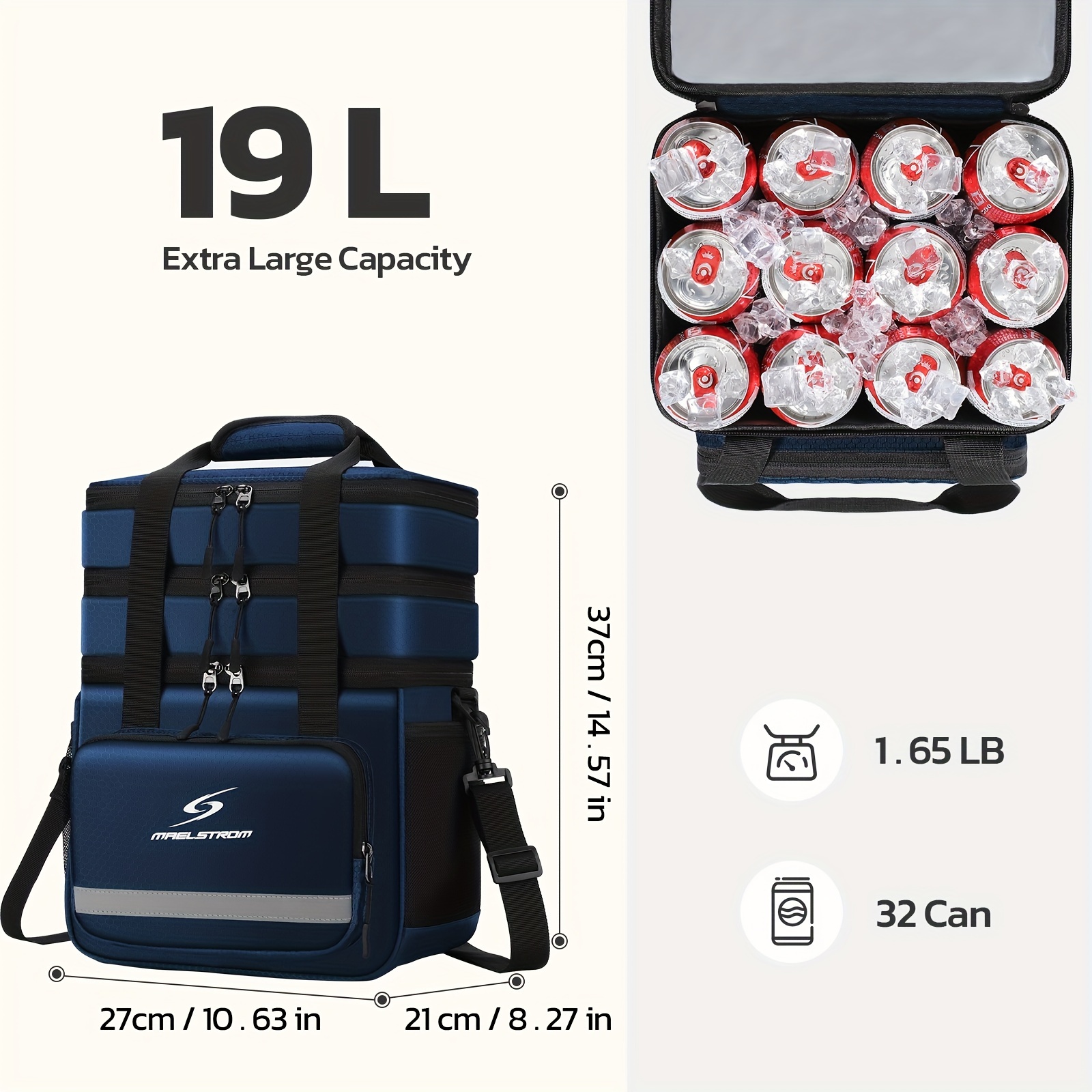 Maelstrom Insulated 5.02gal Lunch Bag Women/Men, Lunch Box for Men, Leakproof Lunch Cooler Bag, Lunch Tote Bag