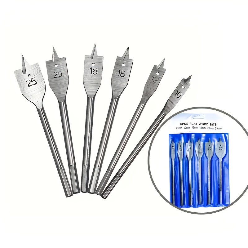 6pcs Triple Point Woodworking Flat Drill Woodworking Drill Bit, Hex Handle Hole Opener Set, Flat Drill Bit Wood Panel Punch, Gift For Boyfriend, Gift For Family