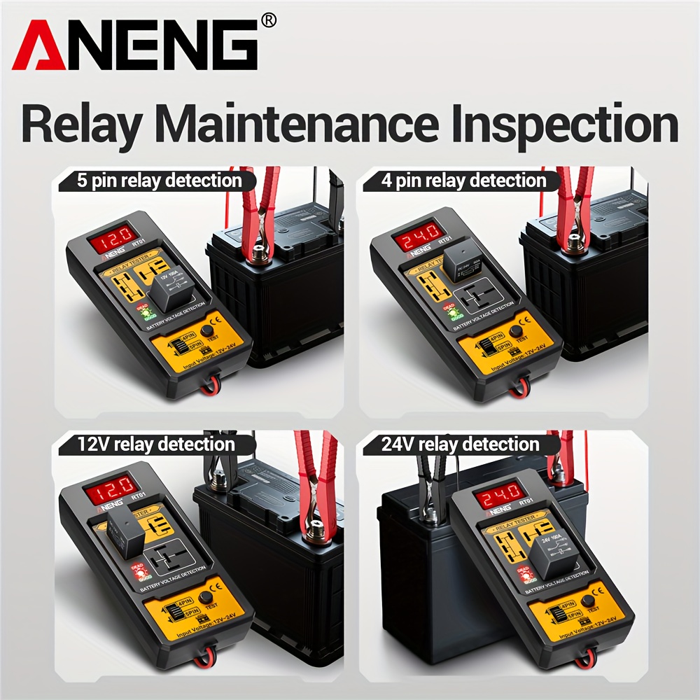 ANENG Automotive relay tester RT01 voltage detector digital display voltage battery 4/ 5-pin relay 12V-24V automotive battery inspection integrated design diagnostic tools No battery, Electrical Testing Tool, Easytouse Tool, Handheld Device, Durable Construction, Precision Instrument, Repair Professionals, Diy Enthusiasts - Image 11