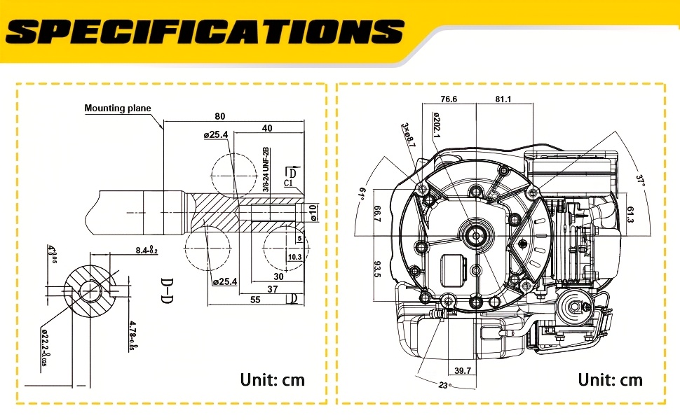 [EPA Compliant Gas Motor] EPA Compliant Aceup Energy 4.4HP 173cc 4-Stroke OHV Gas Motor | Vertical Shaft with Primer for Lawn Mower