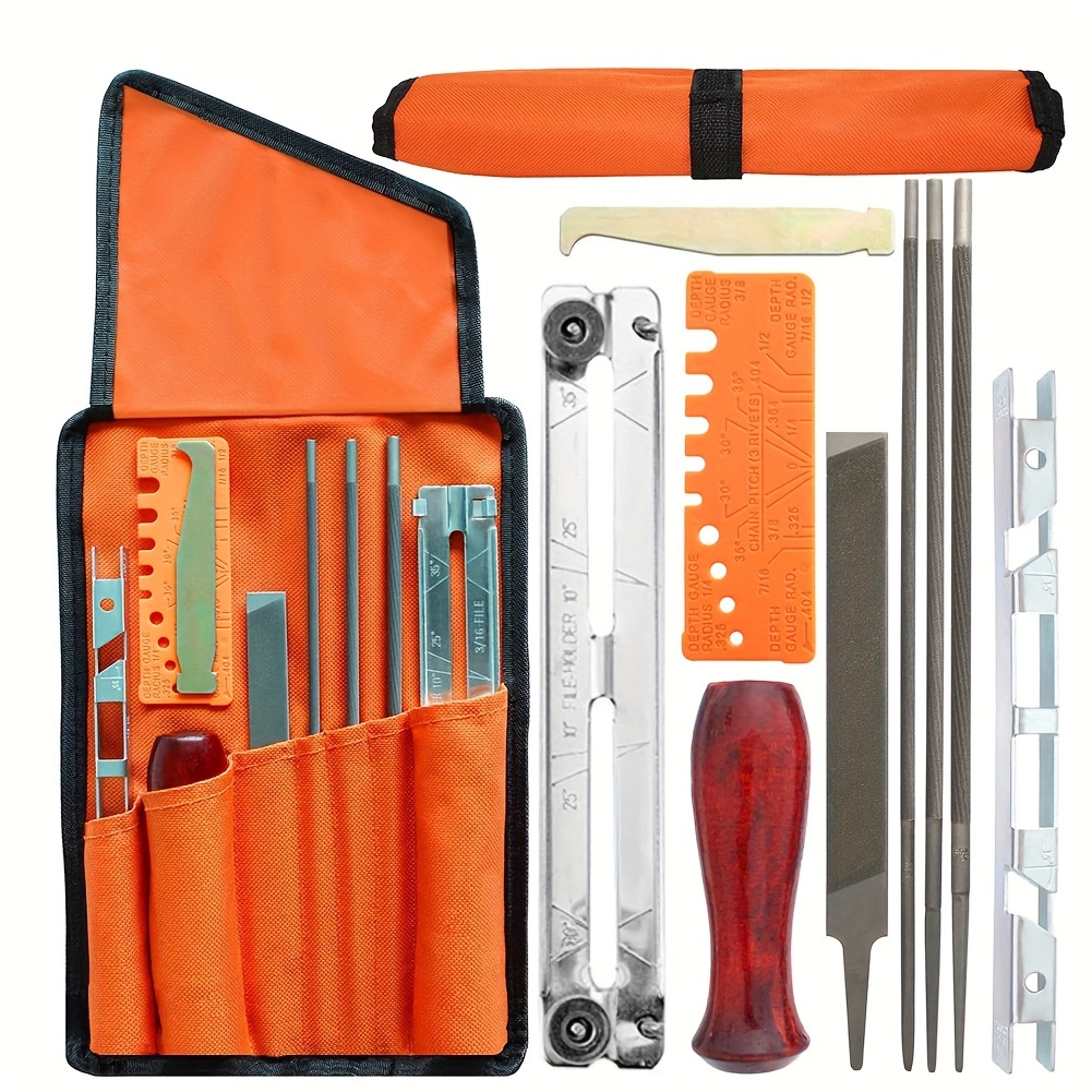 Professional Chain Saw File Set - American Style Bench Files, Non-Electric Manual Chainsaw Sharpening Tool Kit with Carrying Case - For Yard Firm Chainsaw Maintenance - Suitable for Professionals & DIY Enthusiasts - Ideal Gift for Woodworkers & Outdoor Enthusiasts