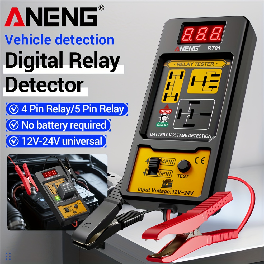 ANENG Automotive relay tester RT01 voltage detector digital display voltage battery 4/ 5-pin relay 12V-24V automotive battery inspection integrated design diagnostic tools No battery, Electrical Testing Tool, Easytouse Tool, Handheld Device, Durable Construction, Precision Instrument, Repair Professionals, Diy Enthusiasts - Image 7