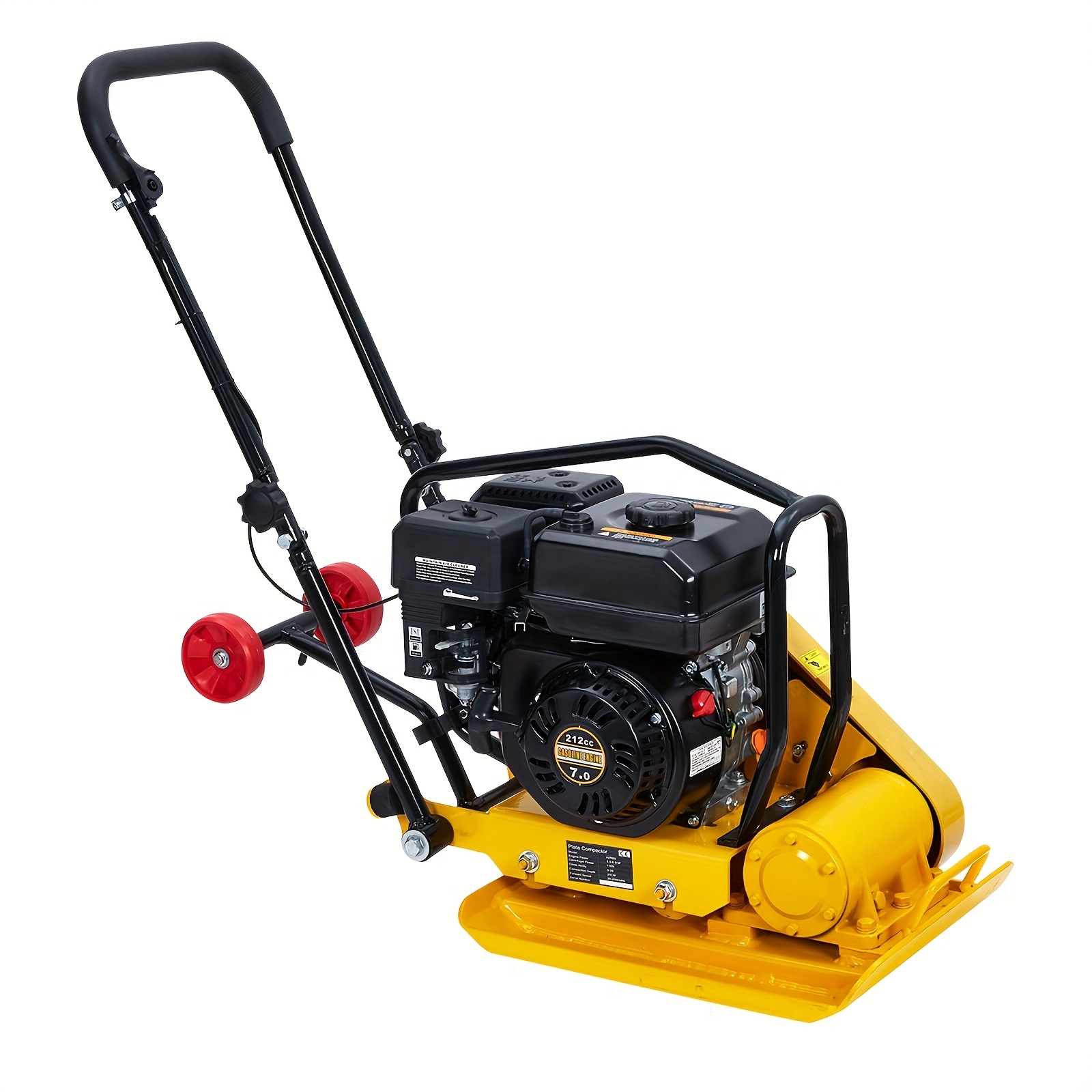 7HP 212CC Gas-Powered Plate Compactor Rammer - Yard Firm 4200lbs Compaction Force, 22.1"x15.9" Plate & 5600 VPM - Heavy-Duty Jumping Jack Tamper for Asphalt, Walkways, Landscaping & Paver Installation, Walkway Maintenance, Robust Machine Build, Efficient Vibration System
