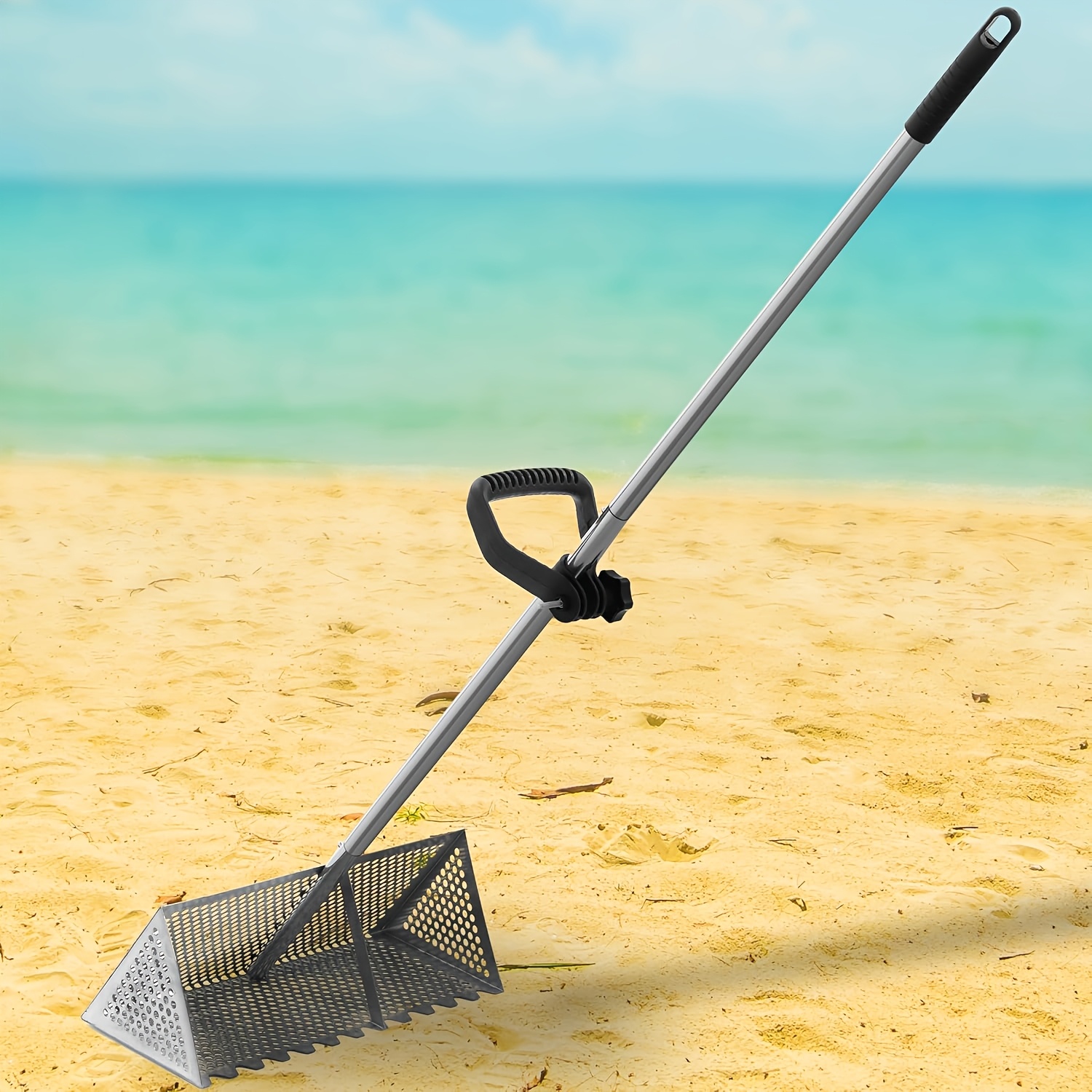 Sand Flea Rake, Sand Sifter, Detachable Beach Sifter, Clam Rake, Yard Firm Beach Rakes, Shark Tooth Sifters, Scoops, Catcher, Clean Up Tools, Shovel, Gadget, Comb, for Fishing, Shelling, Shark Teeth, Stainless Steel