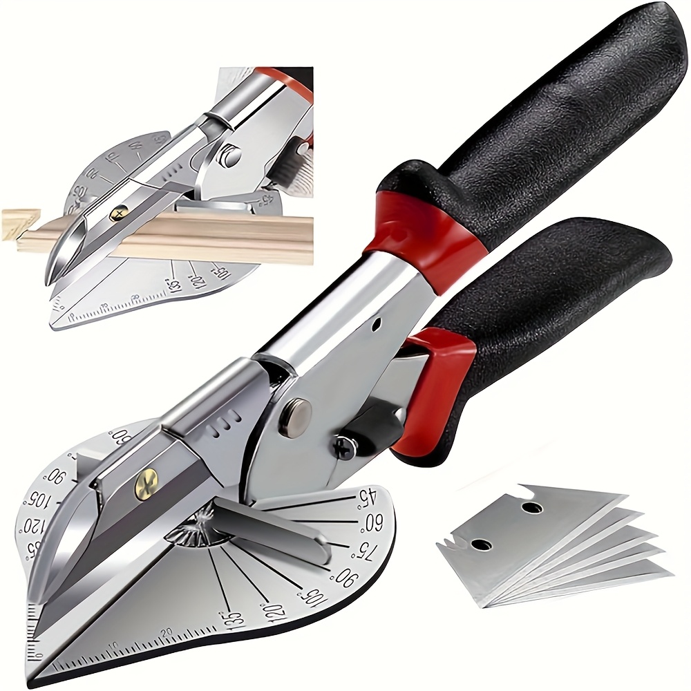 A Manual Tool for Cutting Cork, Featuring a Black Adjustable Angle Cutter with a Range of 45-135 Degrees, Includes 5 Yard Firm Blades, Suitable for Cutting Plastic, PVC, And Mold Decorations, Miter Saw For Carpentry, Miter Saw, Miter Saw For Aluminum, Telescopic Miter Saw For Carpentry, Mini Table Saw For Crafts, Metal Scissors, Metal Cutter, Metal Shear, Heavy Duty Scissors, File Scissors, Garden Scissors, Metal Table Cutter, Professional Metal Sheet Cutter, Metal Sheet Scissors, Professional