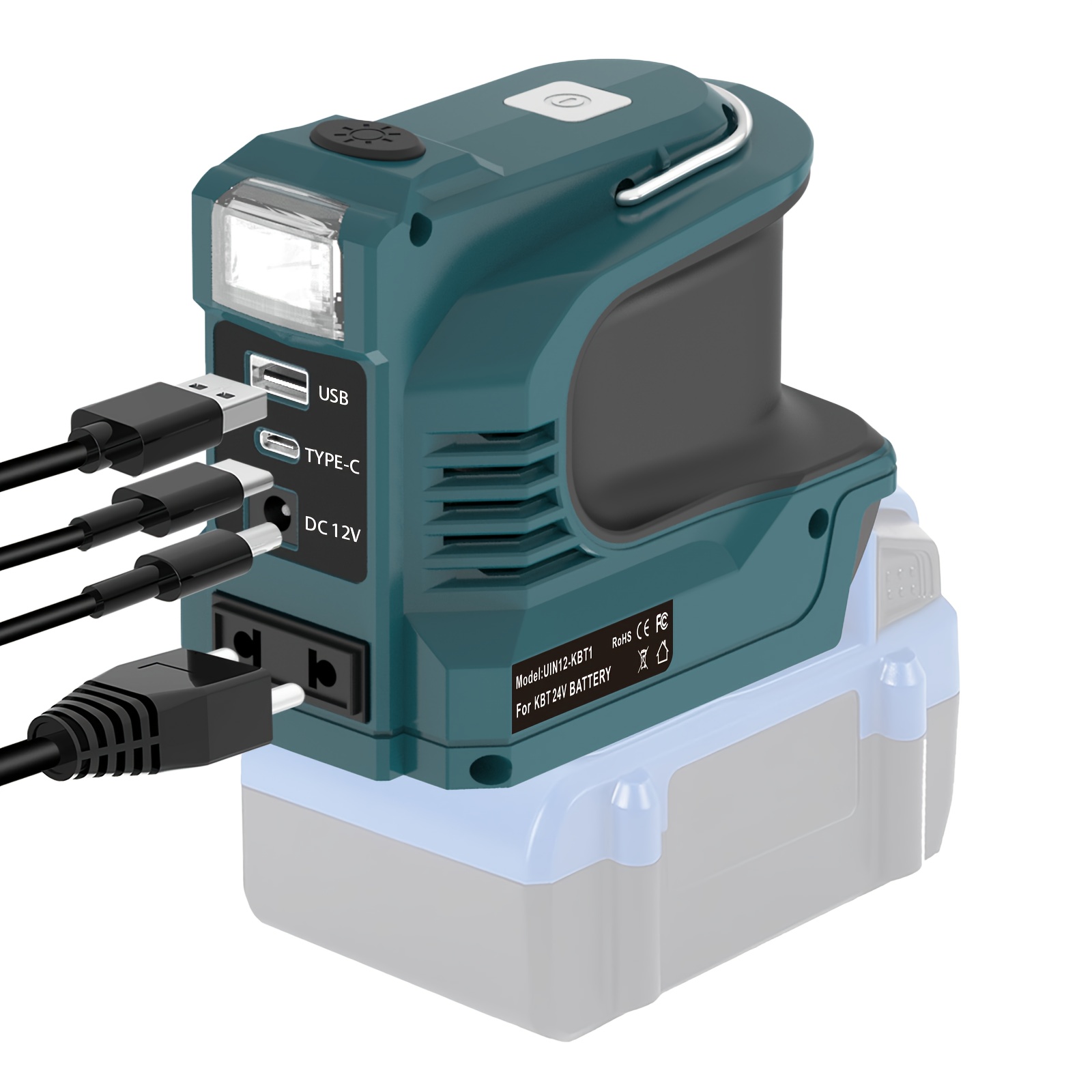 Kobalt 24V Battery Power Inverter 220W Heavy-Duty DC to AC Converter with USB/Type-C/AC Outlets & LED Light - Yard Firm Portable Power Station Charger Adapter for 20V Batteries, 110-120V AC Output, Over-Voltage/Over-Voltage/Over-Current/Over-Heat/Over-Temp Protection, Compact & Lightweight Design (Battery Not Included) - Ideal for Home, Camping, RV, Outdoor Use, Camping Electricity, Sleek Power Supply, Highefficiency Conversion, Durable Construction, Multifunctional Charger, Usb Power Supply