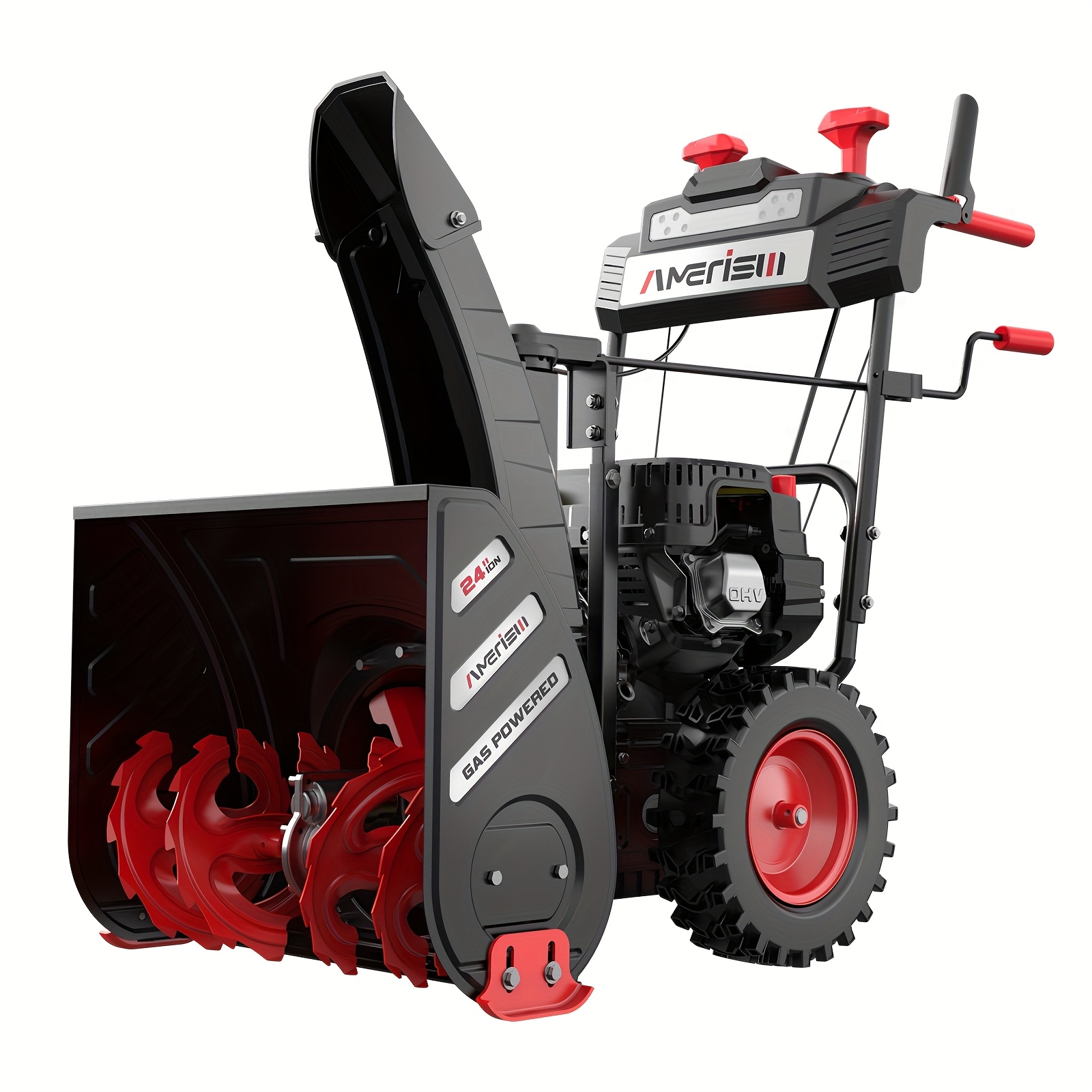 24-Inch Heavy-Duty Gas-Powered Two-Stage Yard Firm Snow Blower with Electric Start, Self-Propelled Drive, 13" All-Terrain Tires & LED Headlight - Commercial/Residential Use, Large Driveway/Runway Snow Removal (Gas-Powered Engine)