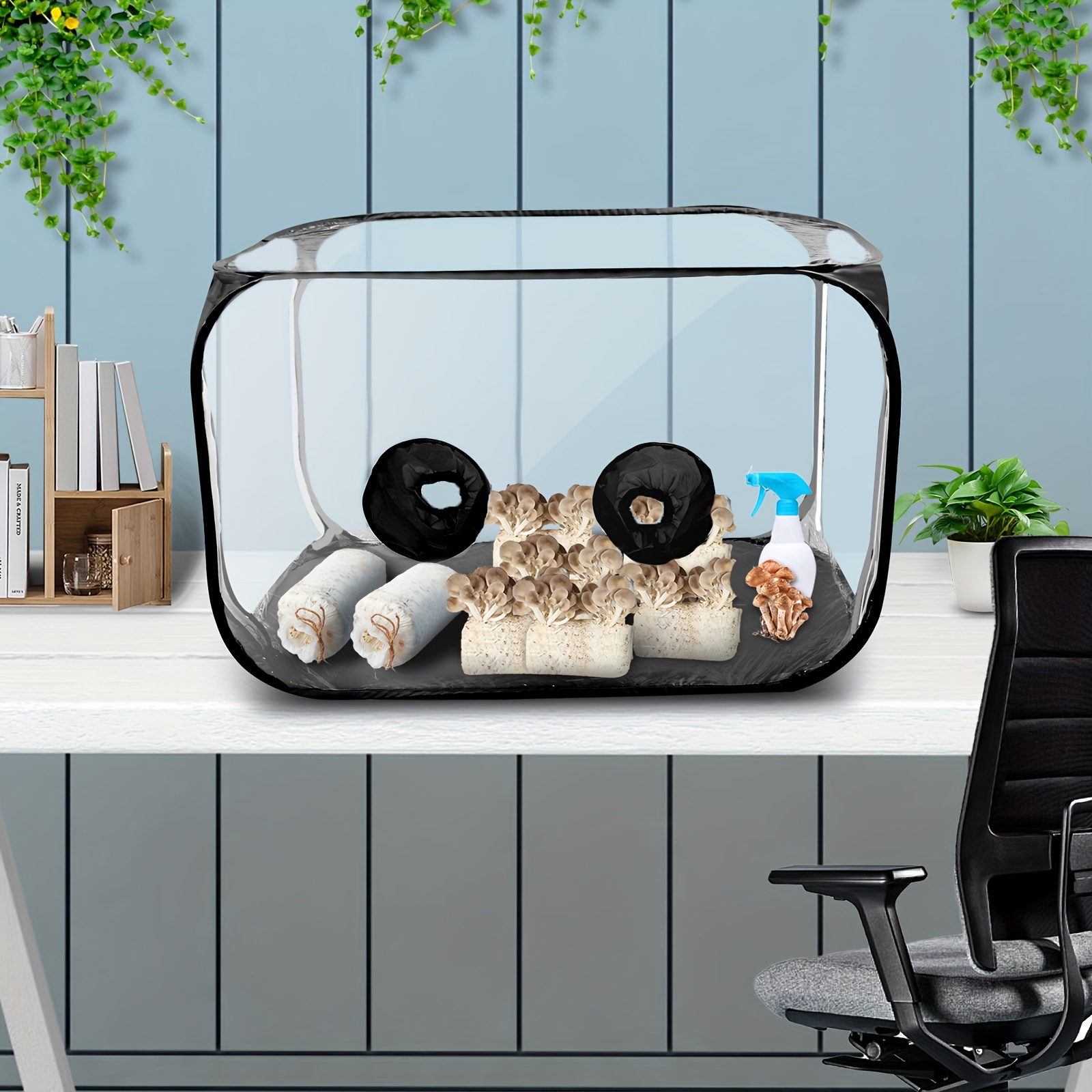 1pc PVC Mushroom Growing Still Air Box, Portable Foldable Pop Up Mushroom Grow Tent, Mushroom Growing Container