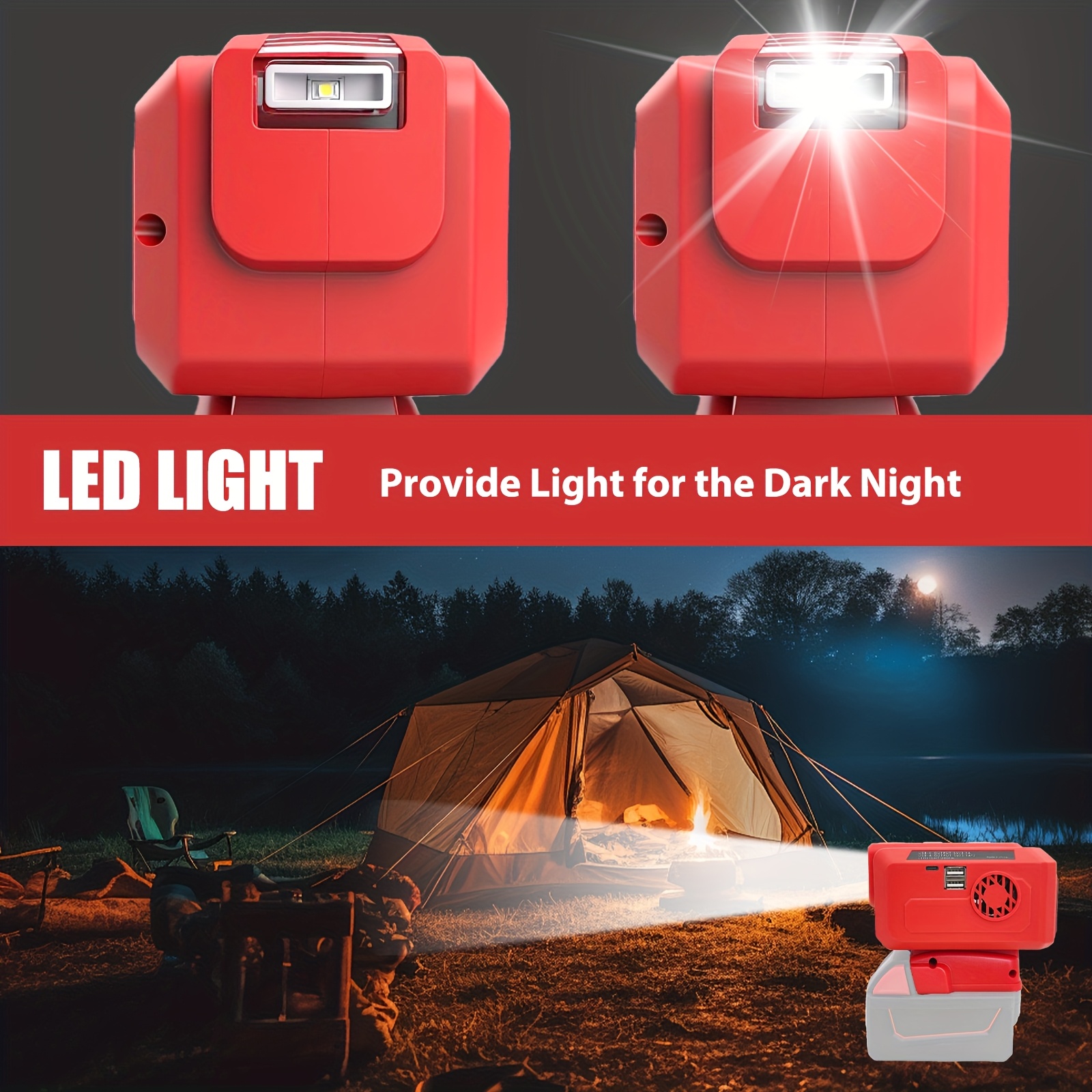 200W Portable Power Inverter 12V/24V/18-21V Battery to 230V AC with Dual USB & Type-C Outlets, 200LM Emergency Flashlight, Compact Car Adapter for Camping, RV, Backup Power - Compatible with (No Inverter Dock Needed)