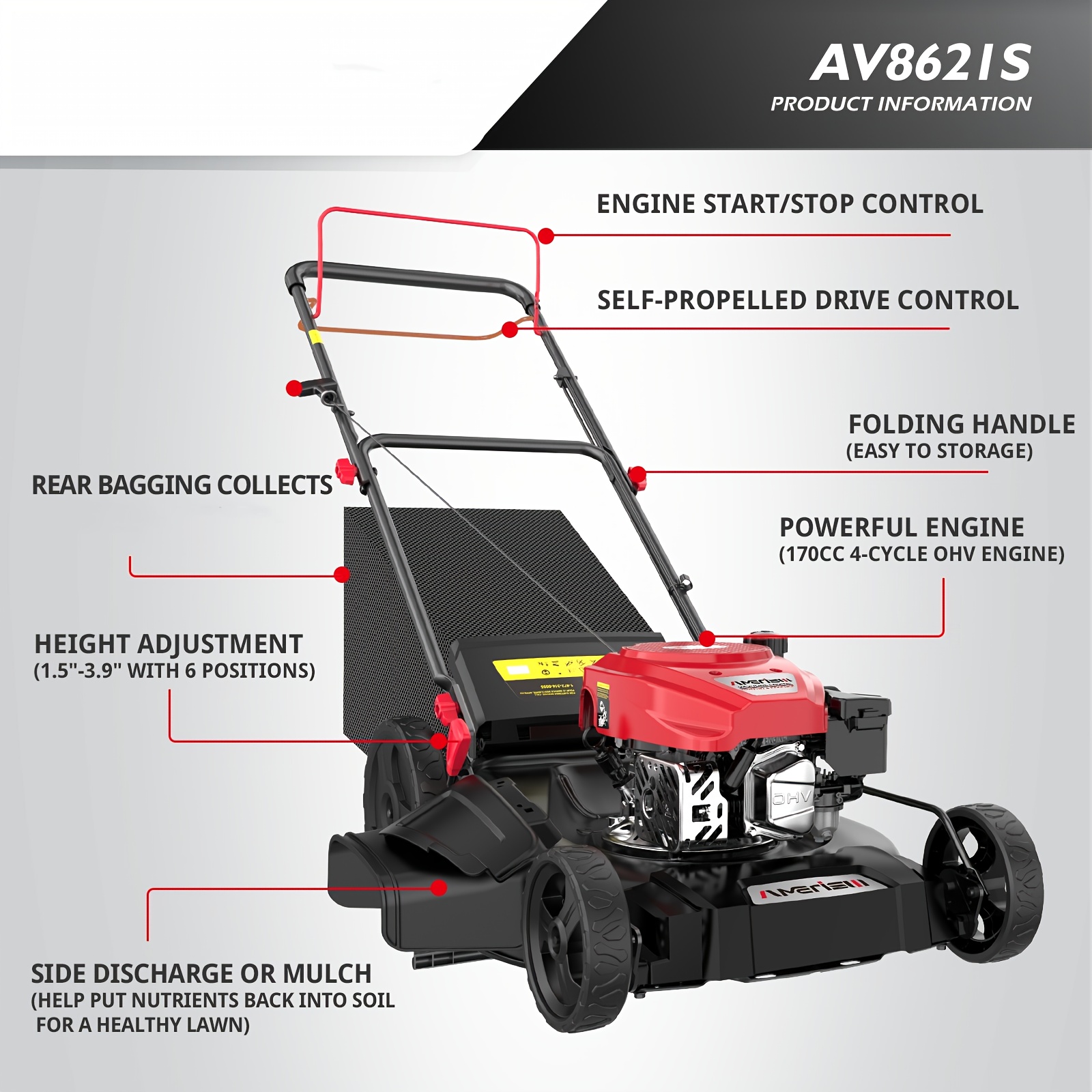Self Propelled Gas Lawn Mower 21in. 170cc/22in. 170cc, Gas Engine 3-in-1 Mulch, Bag, Side Discharge, 6-Position Height Adjustment, Lawn Mower, Mower, Self Propelled Lawn Mower, Remote Control Lawn Mower, Remote Control Electric Lawn Mower, Lawn Care Equipment, Yard Maintenance, Adjustable Height Mower, Versatile Discharge, Lawn Mower Mower Lawnmower Lawn Mower Machine, Remote Control Lawn Mower Cordless, Remote Control Lawn Mower Lawn Mower Lawn Mower Cordless, Lawn Mower For The