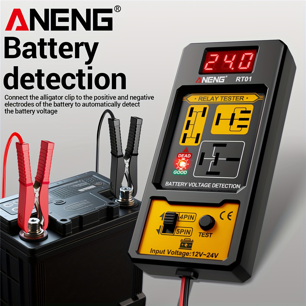 ANENG Automotive relay tester RT01 voltage detector digital display voltage battery 4/ 5-pin relay 12V-24V automotive battery inspection integrated design diagnostic tools No battery, Electrical Testing Tool, Easytouse Tool, Handheld Device, Durable Construction, Precision Instrument, Repair Professionals, Diy Enthusiasts - Image 10