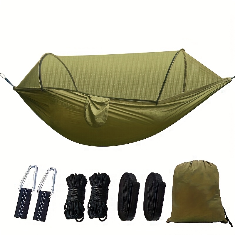 3-in-1 Double Camping Hammock with Mosquito Net & Sunshade, Yard Firm Durable and Portable for Hiking, Patio Adventures, Garden Relaxation - Lightweight Design Suitable for Backpacking, Outdoor Activities, Parks, Includes Straps, Carabiner Clips, Premium