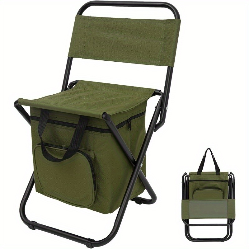 Heavy-Duty Portable Folding Camping Chair with Yard Firm Backrest - Extra Wide Seat, Heavy Duty Folding stool with Backpack, Large Weight Capacity (500+ lbs/5004.49LB), Lightweight Compact Chair for Camping, Hunting, Fishing, Travel - Sturdy Frame for Indoor/Outdoor Use - Ideal for Adults & Heavy Users - Green Outdoor Chair with Padded Backrest & Storage Pocket, Sturdy Black Frame, Foldable Backpack for Easy Transport, Camping Seat, Camping Accessories And Equipment,