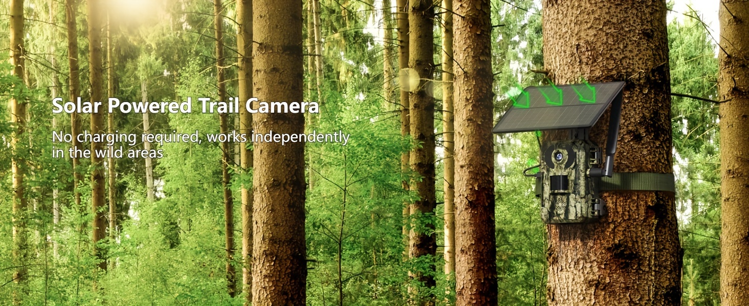 4G LTE Cellular Trail Cameras With 2K Real-time Viewing And HD Night Vision, Built-in SIM Card, Remote Phone Access, 0.2S Motion Activation Function, With Solar Panel For Use In Places Without WiFi Signal, Hunting Camera For The Wild