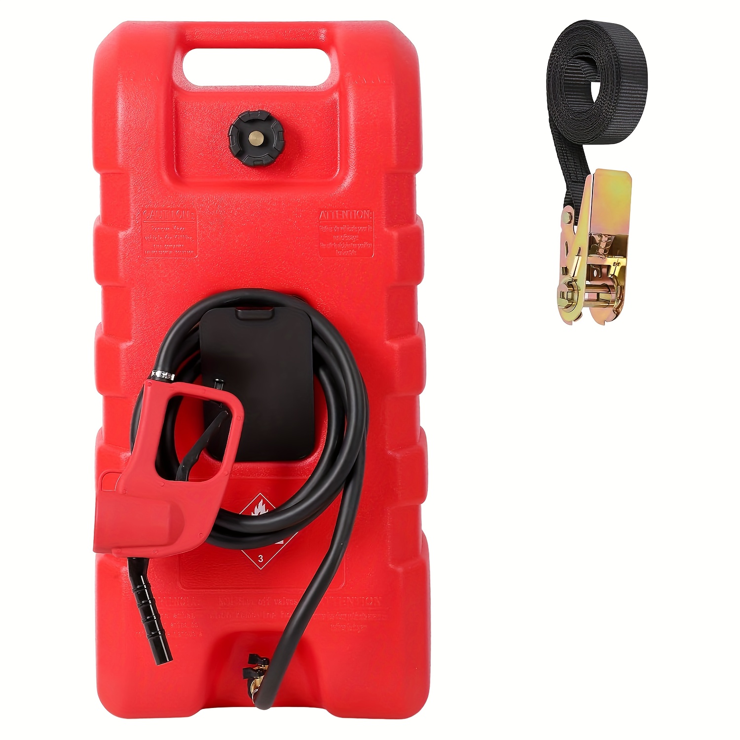 15 Gallon Heavy-Duty Portable Gas Caddy with Yard Firm Manual Siphon Pump & 10ft Hose - Red/Black Durable Plastic Fuel Tank with Ergonomic Handle, Spill-Resistant Design, Safety Cap & Ground-Level Inlet for Lawn Mowers, ATVs, Boats, Cars, Generators - Outdoor Storage Container, Fuel Tank Container with Locking Cap, Metal Ga Can, Jerry Can, Ga Tank