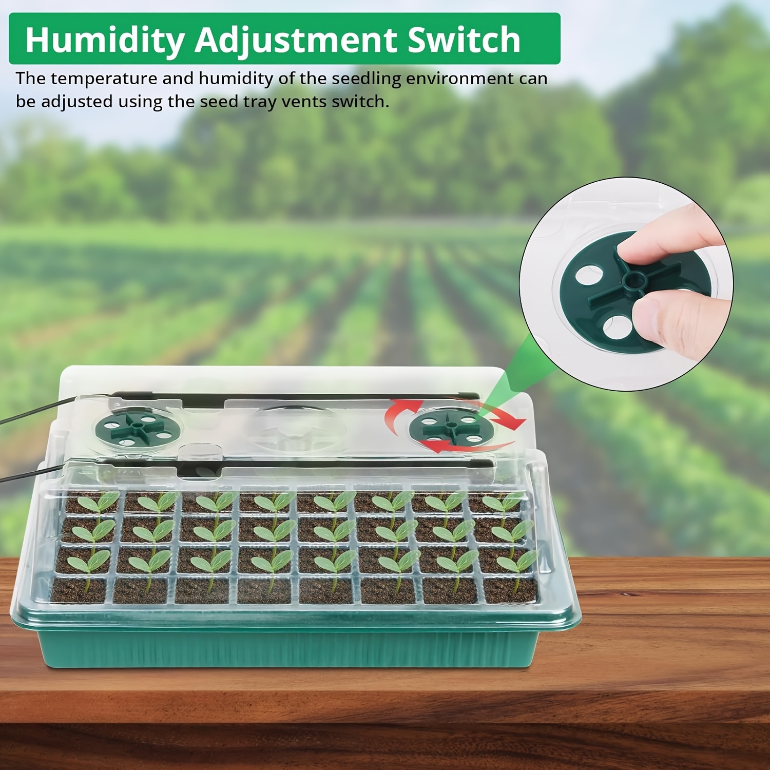 40-Cell Seed Starter Kit 2pcs - Reusable, Thickened Germination Trays with Full-Spectrum LED Grow Light, Auto Timer, Humidity Dome & Drain Holes to Prevent Root Rot for Hydroponics, Indoor Gardening, Commercial Propagation