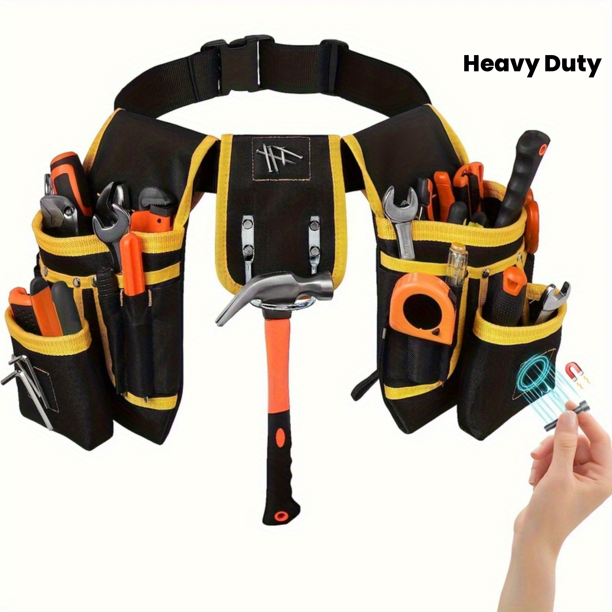 1pc Tool Belt, Magnetic Tool Bag, with 26 Straps for Men's Pocket Tool Belt Heavy Duty Tool Bag, Carpenter, Electrician, Carpenter, Construction, Dad Gift Removable Tool Bag