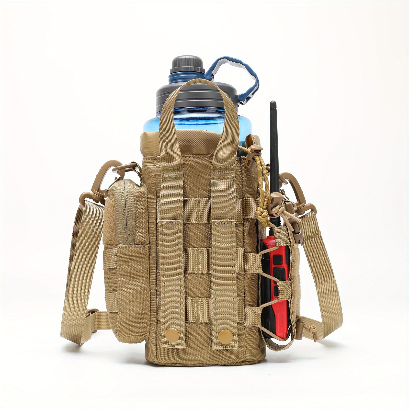 [Molle Pouch EDC Bag] Multifunctional Molle Pouch | Water Bottle & Phone Pouch EDC Bag with Shoulder Strap | Give 1 Flag Badge and 2 D buttons