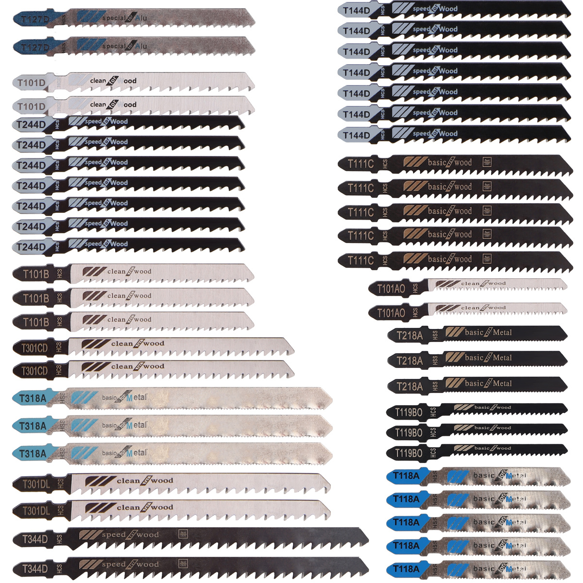 [Multi-Purpose] Yard Firm 48pcs Jigsaw Blades Set Assorted T-Shank Jig Saw Blades for Wood Plastic Metal