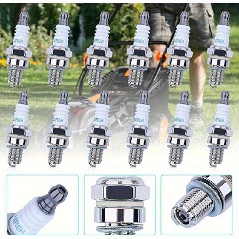 12pcs CMR6H Spark Plug Replacement for 3365, Compatible with FS90, FS110, HL90, HL110, HT100, KM90, BR500, BR550, BR600 Trimmers - Yard Firm High-Performance Metal Construction, Durable & Reliable Ignition for Outdoor Power Tools, Lawn Mowers, Hedge Trimmers, Chainsaws, Trimmer Spark Plug, Outdoor Equipment Parts, Sleek Metallic Finish, Robust Design, Metallic Construction - Image 6