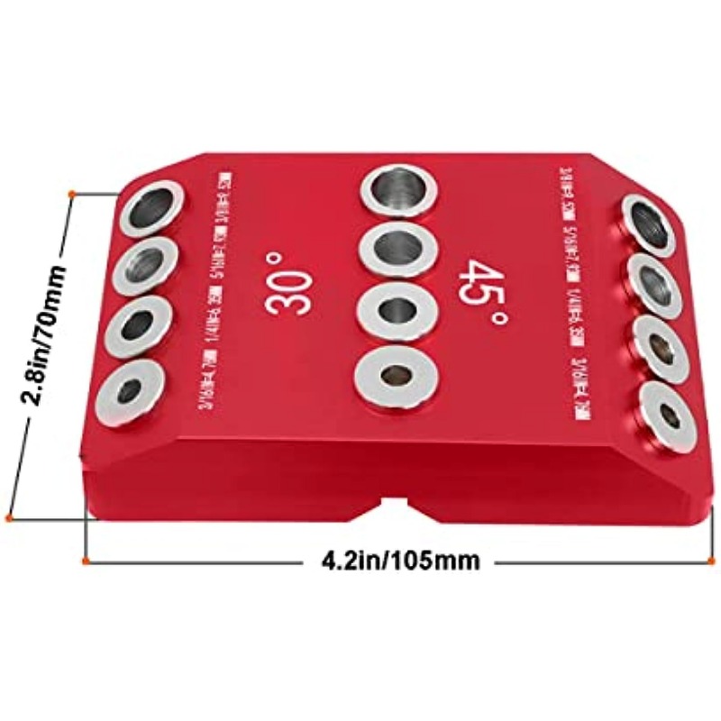 30/45/90 Degree Metal Drill Guide Jig, Red Aluminum Angled Drill Kit for Wood Post, Lag Screw, Railing, Deck, Stair Handrail, Durable All-Metal Construction - Image 5
