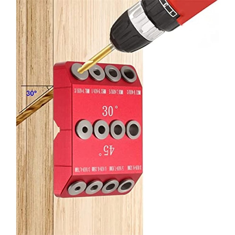 30/45/90 Degree Metal Drill Guide Jig, Red Aluminum Angled Drill Kit for Wood Post, Lag Screw, Railing, Deck, Stair Handrail, Durable All-Metal Construction - Image 4