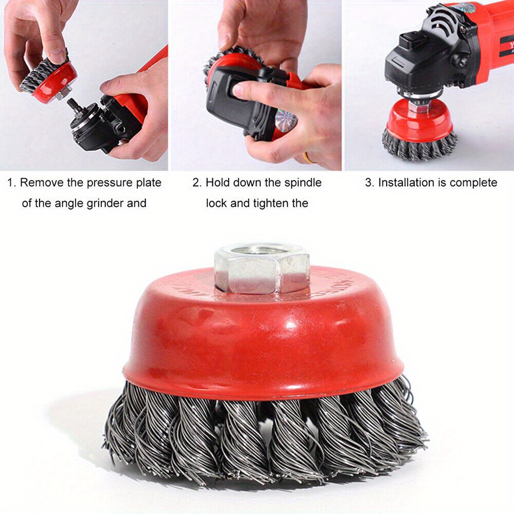 4-Pack Knot Wire Wheel Cup Brush Set for Angle Grinder - Heavy-Duty Steel Material, Compatible with 115mm Tools - For Metalworking & Cleaning - Ideal for DIY Enthusiasts & Professionals