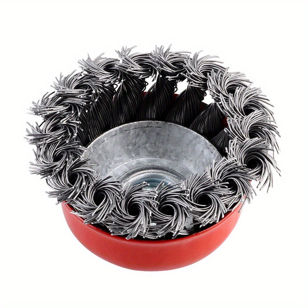 4-Pack Knot Wire Wheel Cup Brush Set for Angle Grinder - Heavy-Duty Steel Material, Compatible with 115mm Tools - For Metalworking & Cleaning - Ideal for DIY Enthusiasts & Professionals
