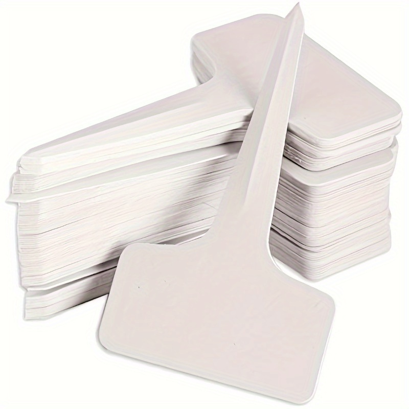 [Garden Labels] 100pcs Durable T-shaped Garden Labels - Yard Firm Windproof and Rain Plastic Plant Markers for Indoor and Outdoor Gardens, Nurseries, Farms - Easy Writing, Rust-proofing, Reusable & Waterproof