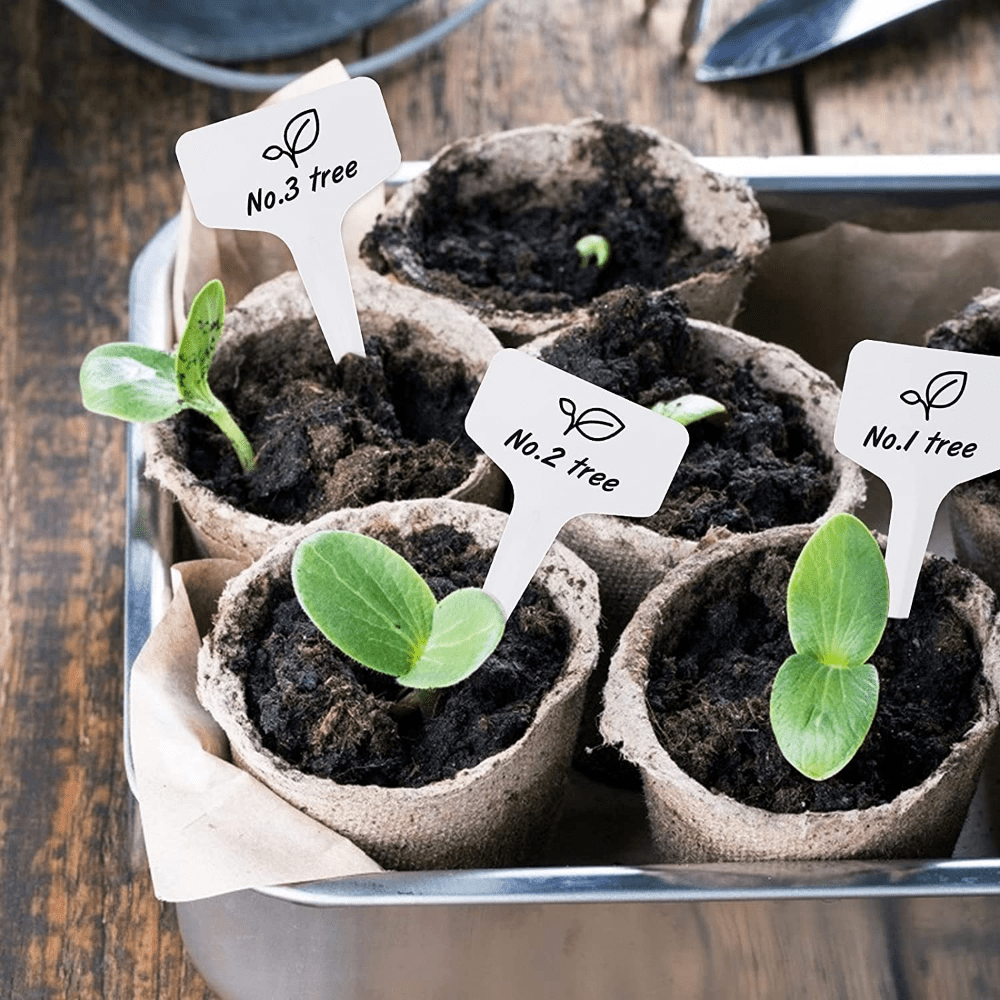 [Garden Labels] 100pcs Durable T-shaped Garden Labels - Windproof and Rain Plastic Plant Markers for Indoor and Outdoor Gardens, Nurseries, Farms - Easy Writing, Rust-proofing, Reusable & Waterproof
