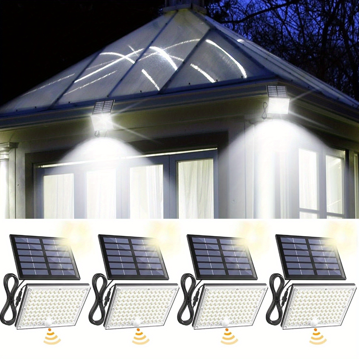 1/2/4 Pack 15ft Cable Solar Outdoor Lights With 112 Bright LED 9000K, Motion Sensor Outdoor Flood Lights Dusk To Dawn, Security Light For Garden Barn Porch For Halloween And Christmas Party Lighting Decorations