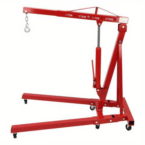 Labor Day, 4409LBS 2 TON Heavey Duty Engine Motor Hoist Cherry Picker Shop Crane Lift Excellent Performance: The Four Adjustable Positions(0.5T, 1T, 1.5T, and 2T) Can Meet Your Various Lifting Needs and The 8T Hydraulic Cylinder, Workshop Hoist