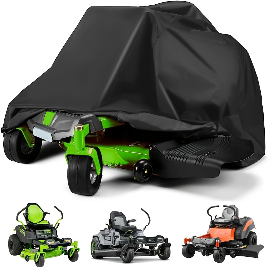 1pc 420D Heavy-Duty Polyester Yard Firm Zero-Turn Lawn Mower Cover - Tear, UV, High Quality, & Wind with Self-Tightening Storage Bag for 54-Inch Deck, All-Season Outdoor Protection