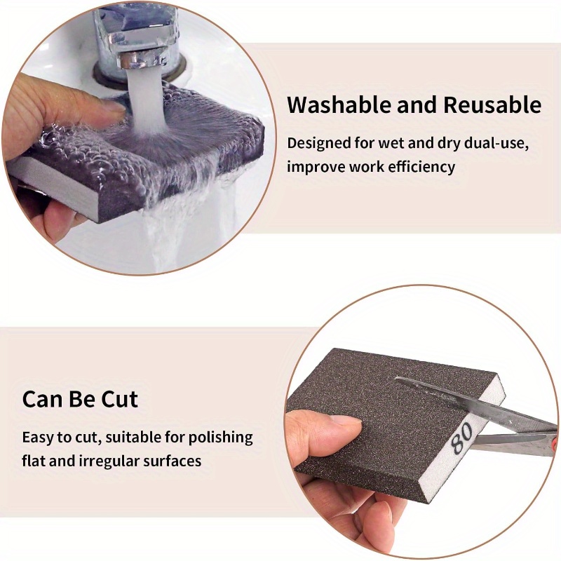 Sanding Sponge 60/80/120/180/220 Grit Coarse Medium Fine Sanding Blocks for Drywall Metal Wood Washable And Reusable Sanding Sponge, Coarse Sponge Sanding Blocks Set, Reusable Wet Dry Sanding Sponges for Metal, Drywall, Plastic, Wood, Paint