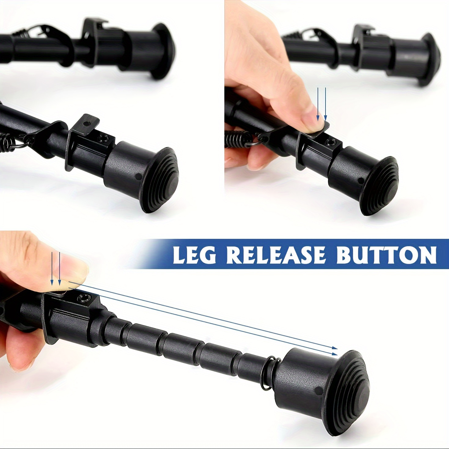 6-9 Inch Heavy-Duty Bipod with Adjustable Quick-Release Rail - Yard Firm Lightweight Foldable Hunting & Shooting Stabilizer, Mlok Handguard Adapter, 5 Height Settings, Rubber Feet - Compatible with Rifles, Shotguns, Outdoor Firearms (Aluminum/Nylon), Hunting Gear, Hunting Bipod - Image 9