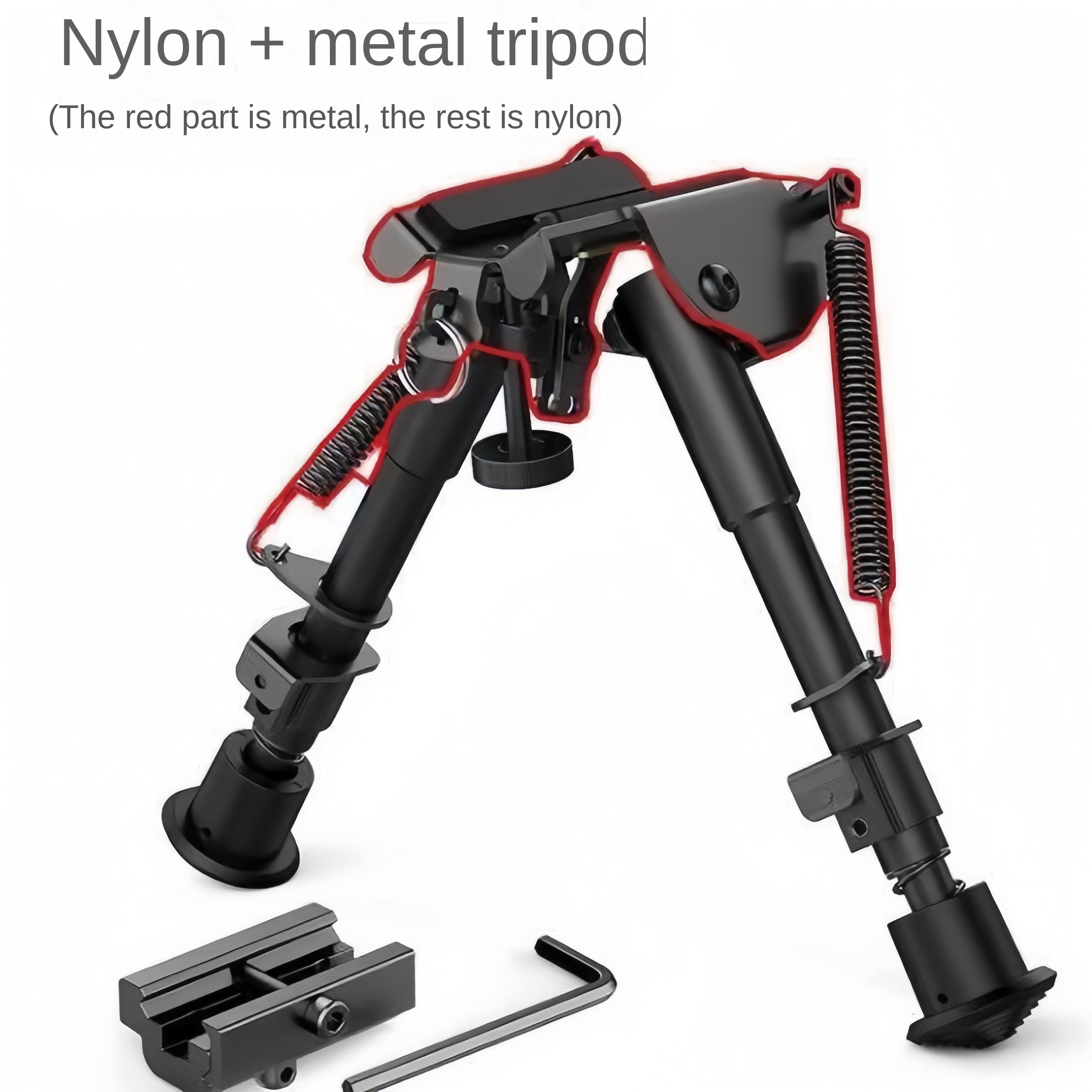 6-9 Inch Heavy-Duty Bipod with Adjustable Quick-Release Rail - Yard Firm Lightweight Foldable Hunting & Shooting Stabilizer, Mlok Handguard Adapter, 5 Height Settings, Rubber Feet - Compatible with Rifles, Shotguns, Outdoor Firearms (Aluminum/Nylon), Hunting Gear, Hunting Bipod - Image 8