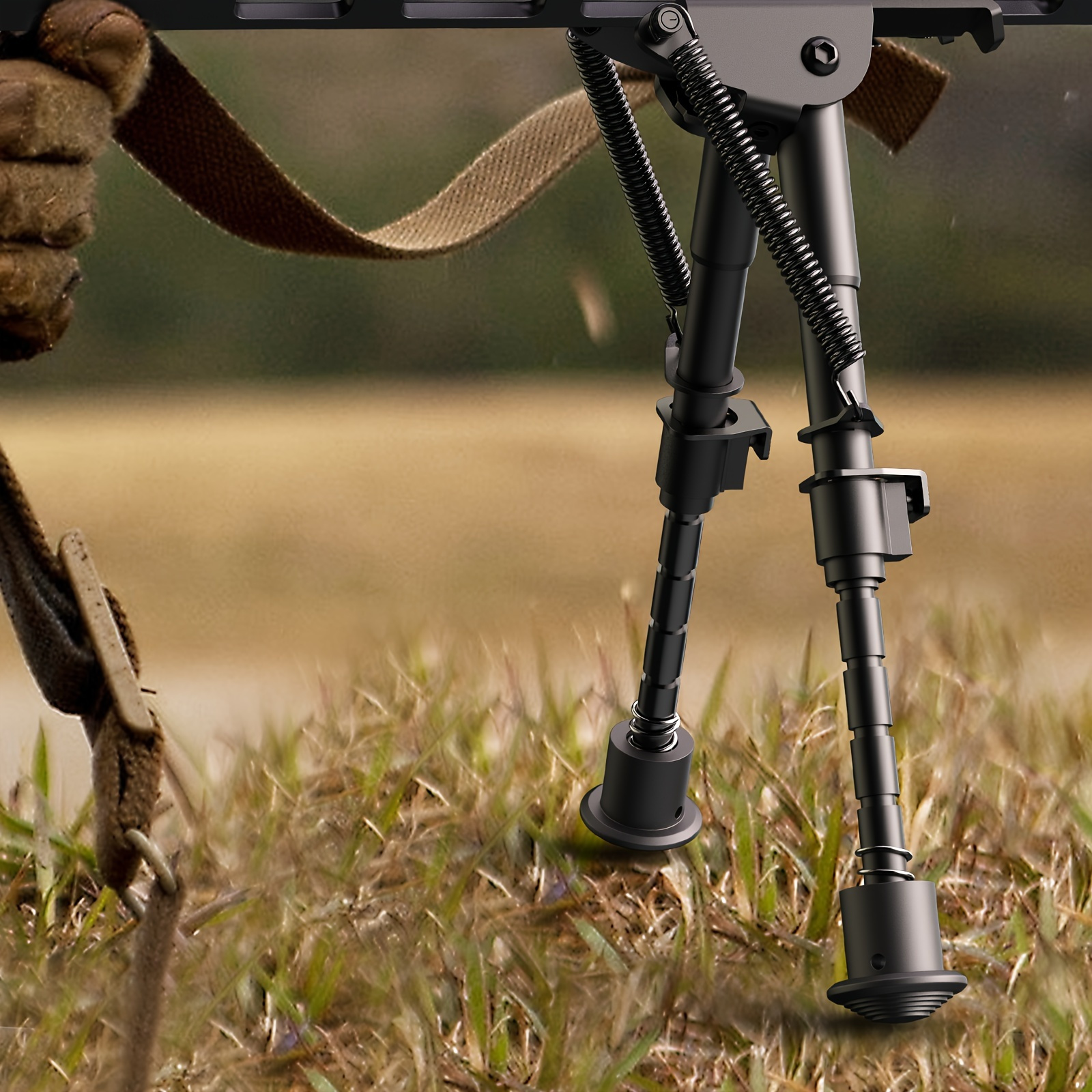 6-9 Inch Heavy-Duty Bipod with Adjustable Quick-Release Rail - Lightweight Foldable Hunting & Shooting Stabilizer, Mlok Handguard Adapter, 5 Height Settings, Rubber Feet - Compatible with Rifles, Shotguns, Outdoor Firearms (Aluminum/Nylon), Hunting Gear, Hunting Bipod