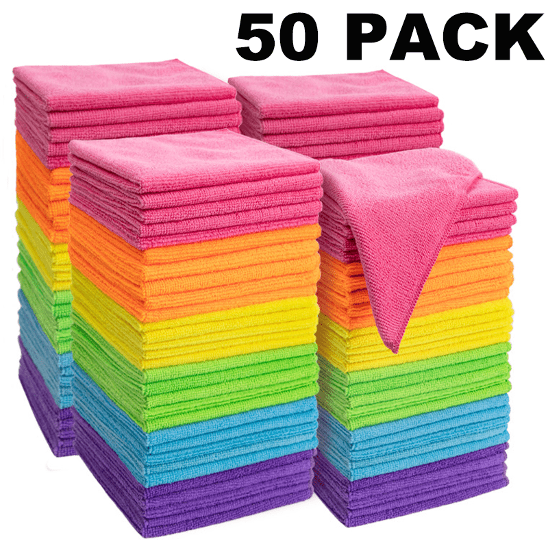 50pcs, Multi-Purpose Microfiber Cleaning Towels, Yard Firm Reusable Cleaning Cloths - Absorbent and Durable Quick-Dry, Suitable for Kitchen, Yard, and Commercial Cleaning, Reusable Washable, Gift for Friends, Microfiber Cleaning Cloth, Floor Sweeper, Dish Cloth For Washing Dishes, Kitchen Accessory, Kitchen Towel, Towels For Kitchen, Cloths For Kitchen, Kitchen Item For Home, Cleaning Cloth, Kitchen Cloth, Dish Towels