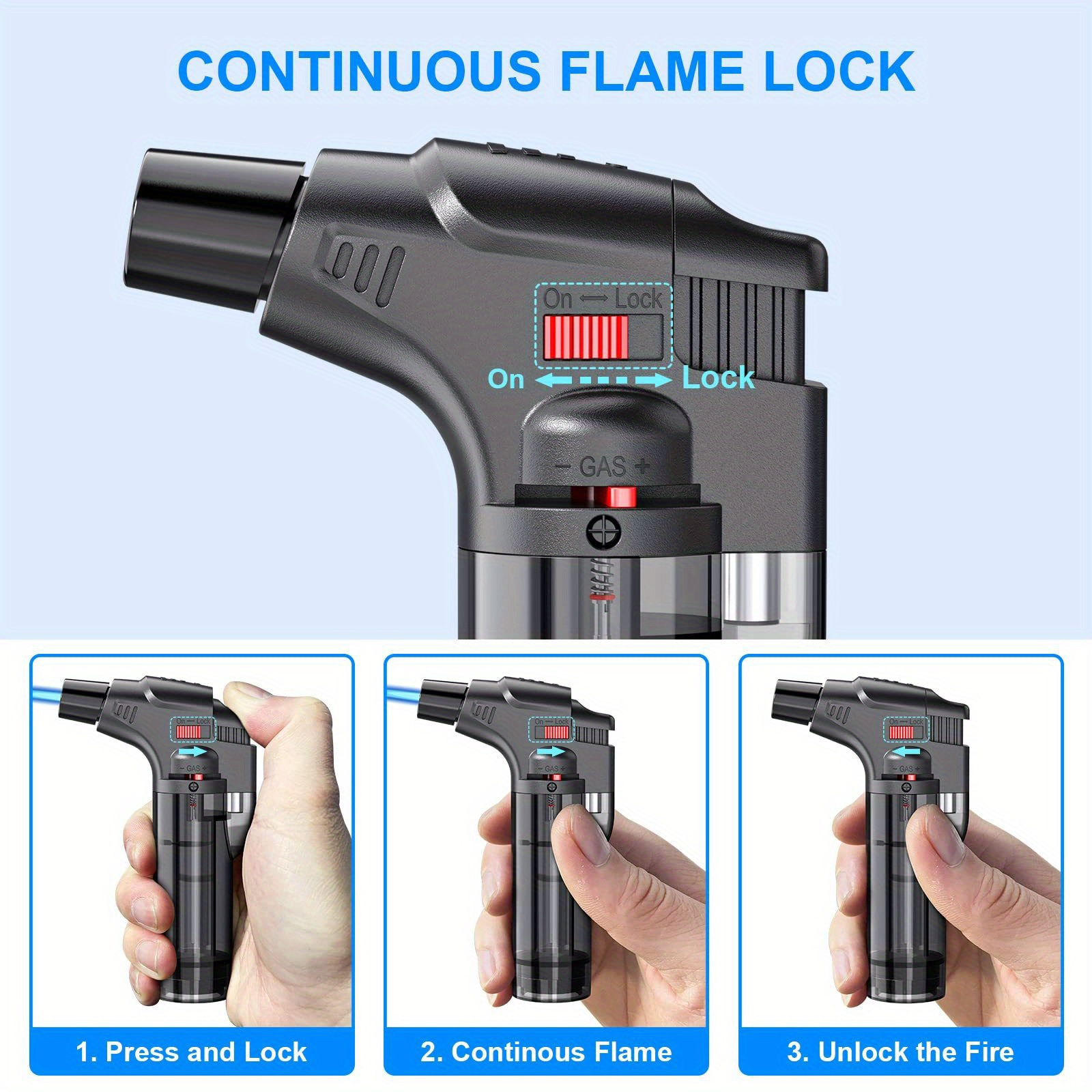 10pcs Butane Torch Lighter Refillable Big Jet Flame Portable Butane Torch Adjustable Mini Blow Torch Lighter for Camping Grill Culinary Soldering Cooking Welding BBQ (No Gas)