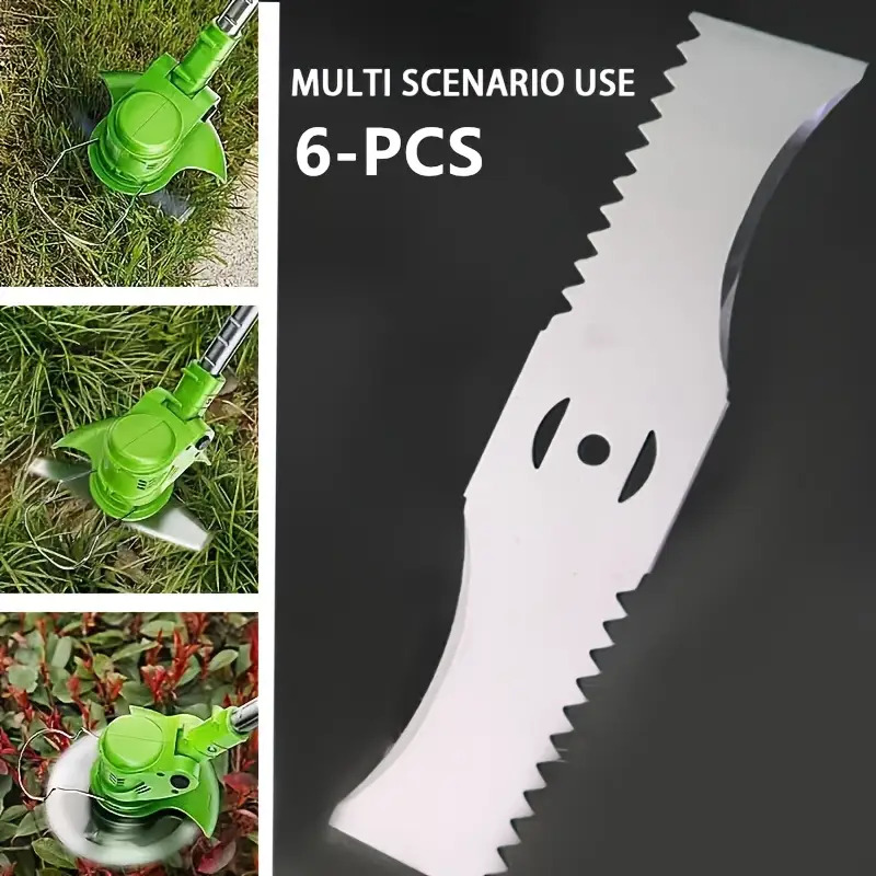 6pcs Heavy-Duty Lawn Mower Replacement Blades, Yard Firm Sharp Serrated Edge, Suitable for Grass Trimmer, Weed Wacker, No Assembly Required, Compatible with Electric and Gas-Powered Mowers, Essential for Residential and Commercial Landscaping, Durable Metal Structure Dual-Sided Design, Efficient Cutting Tool, Lawn Mower Blade Sharpener, Lawn Mower Blade Sharper, Lawn Mower Blade Set, Grass Cutter Blade, Brush Cutter Accessory, Trimmer Garden, Trimmer Attachments, Roccadora Accessory, Weed