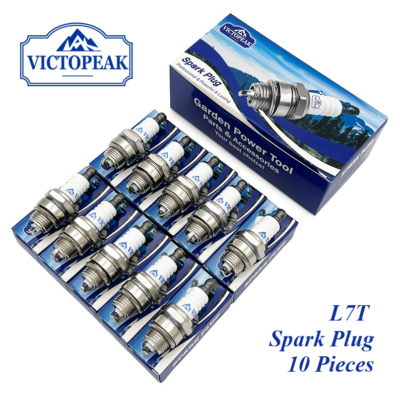 Victopeak L7T Spark Plugs 10pcs - High-Performance Replacement for L7T Engines, Durable Metal Construction, Blue & White Design, Compatible with L7T Engines, Lawn Mower Accessories, Engine Performance Upgrade, Sleek Metallic Finish, Reliable Engine Part, Lawn Mower Parts, Compact Design, Longlasting Durability, Enthusiasts, Spark Plug For Lawnmower, Lawnmower Spark Plug, Lawnmower Part, Spark Plug, Gasoline Spark Plug, Mower Part