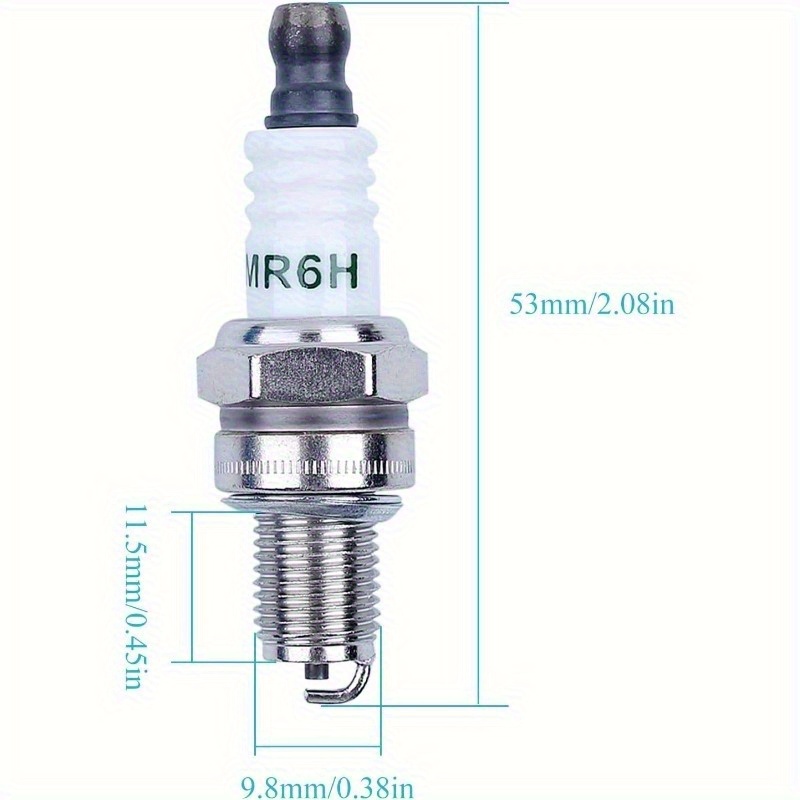 12pcs CMR6H Spark Plug Replacement for 3365, Compatible with FS90, FS110, HL90, HL110, HT100, KM90, BR500, BR550, BR600 Trimmers - Yard Firm High-Performance Metal Construction, Durable & Reliable Ignition for Outdoor Power Tools, Lawn Mowers, Hedge Trimmers, Chainsaws, Trimmer Spark Plug, Outdoor Equipment Parts, Sleek Metallic Finish, Robust Design, Metallic Construction - Image 2