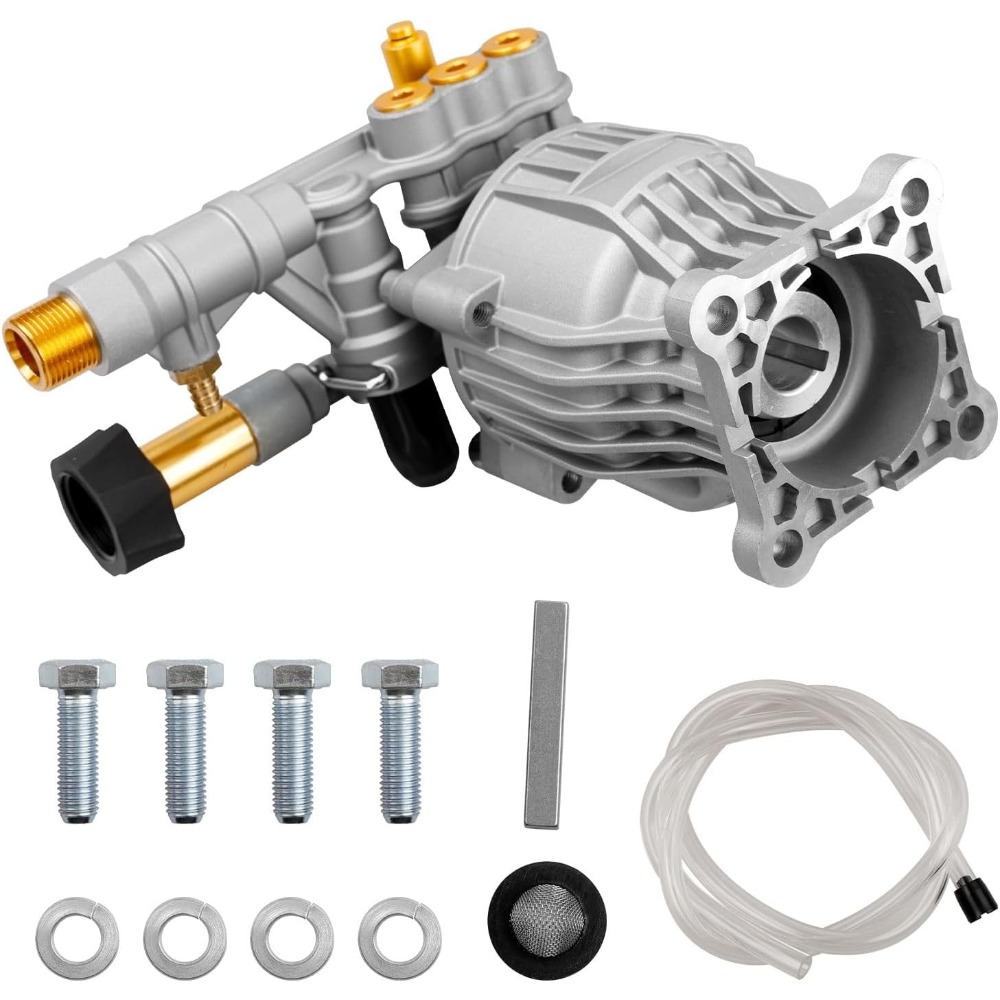 90028 Heavy-Duty Horizontal Pressure Washer Pump Kit - 3300 PSI 2.4 GPM High-Pressure Water Pump, Yard Firm Aluminum/Plastic with Easy Start System, Direct Drive Motor Connection (3/4" Port) for Car Wash, RV, Boat, Driveway Cleaning